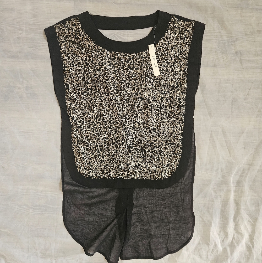 Black and Silver Sequin Women's Top